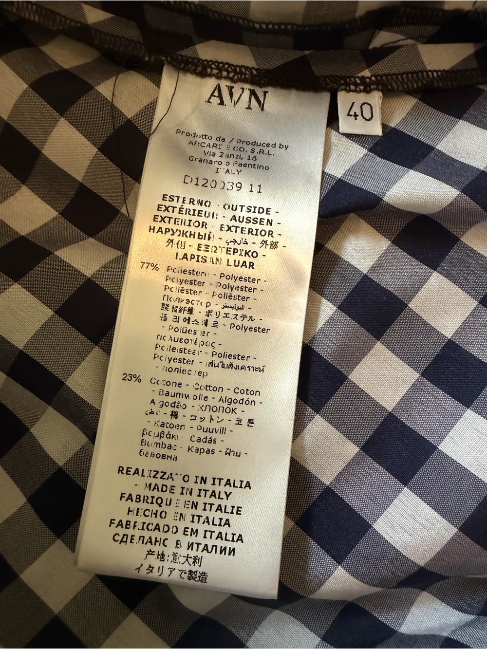 AVN Italy Navy Blue Gingham Swing Dress Minimalist A-Line Trapeze, Euro 40, US S - Picture 8 of 10
